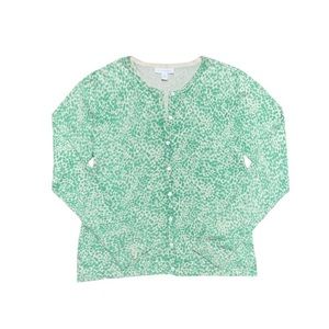 Vintage Charter Club Silk Cardigan Women’s Medium Ivory Cream‎ Green Patterned